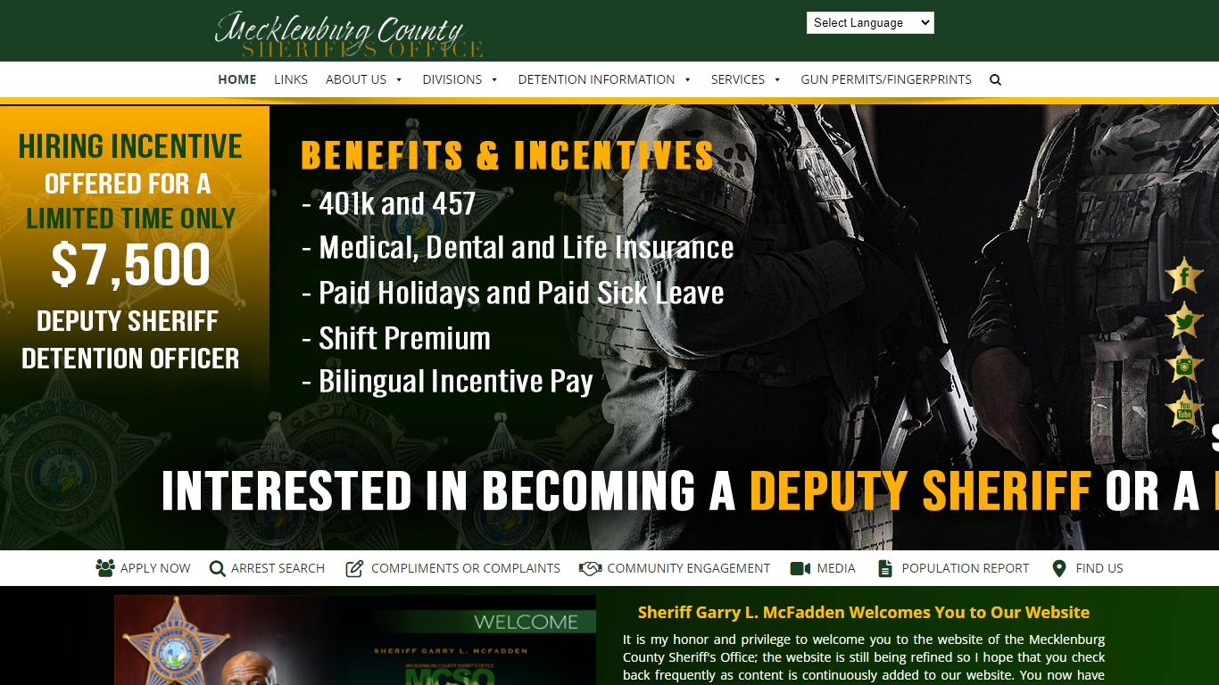 Sheriff Garry L. McFadden Welcomes You to Our Website